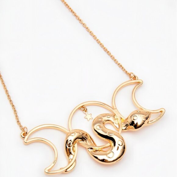 Silver Moon Creations ✦ Gold Triple Moon Snake Pendant ✦ Witchy Necklace NWT - Picture 6 of 10